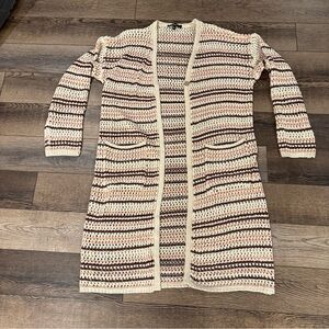 Lulu's Cream, Pink & Brown Striped Cardigan